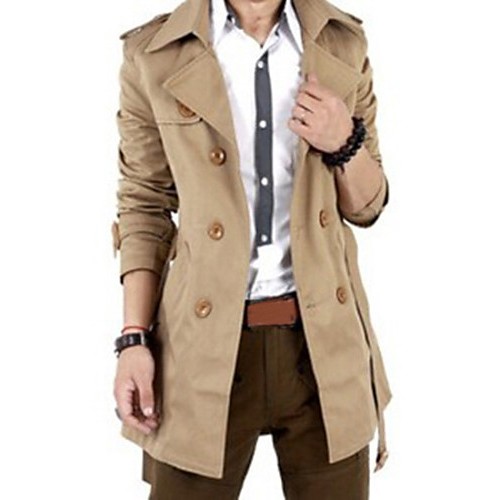 Men'sBritish Style Leisure Slim Long Sleeve Long Trench coat , Pure Men'sBritish Style Leisure Slim Long Sleeve Long Trench coat , Pure