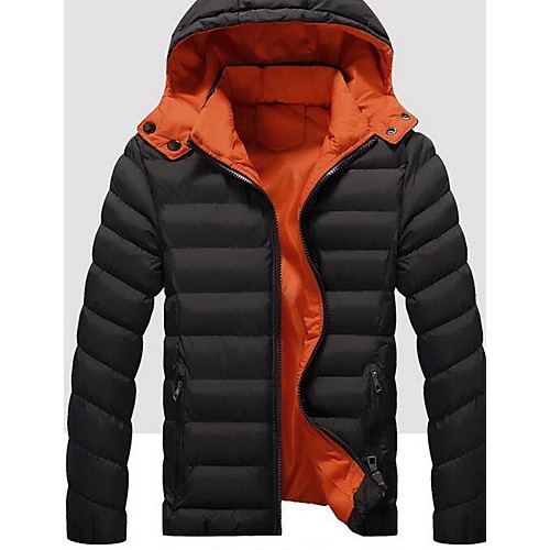 Men's Regular Padded Coat,Simple Casual/Daily Solid-Cotton / Polyester Polypropylene Long Sleeve Hooded Blue / Red / Black / Green Men's Regular Padded Coat,Simple Casual/Daily Solid-Cotton / Polyester Polypropylene Long Sleeve Hooded Blue / Red / Black / Green