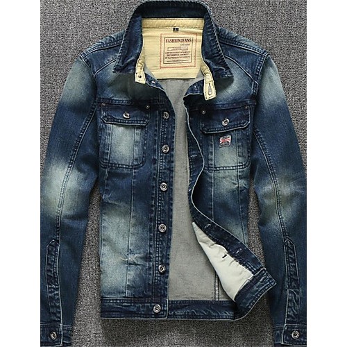 Men's Long Sleeve Plus Size Jacket,Cotton Solid Blue Men's Long Sleeve Plus Size Jacket,Cotton Solid Blue