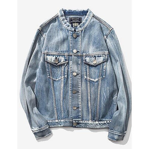 Men's Casual/Daily Simple Jackets,Solid Shirt Collar Long Sleeve Fall Blue Cotton Medium Men's Casual/Daily Simple Jackets,Solid Shirt Collar Long Sleeve Fall Blue Cotton Medium